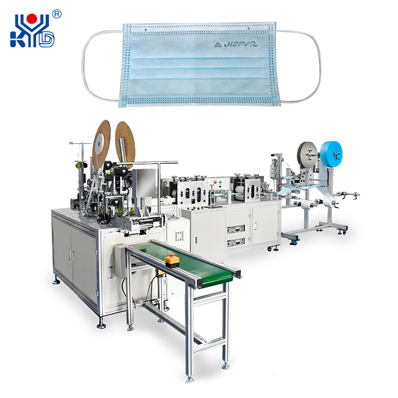 Steps of producing masks by using fully automatic disposable mask machine
